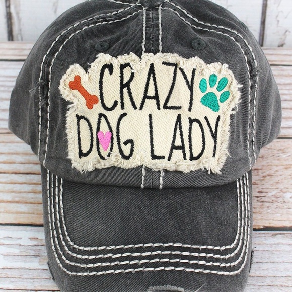Accessories - NWT Distressed Crazy Dog Lady Cap